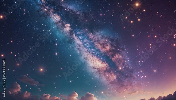 Obraz Stunning view of the milky way galaxy with sparkling stars and beautiful clouds in space