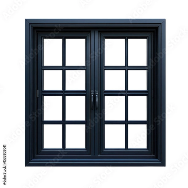 Fototapeta Elegant black window with decorative design. transparent background