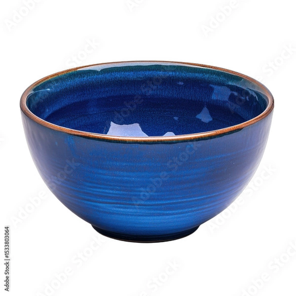 Fototapeta Elegant blue ceramic bowl for various uses. transparent background