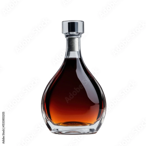 Fototapeta Elegant decanter with rich brown liquid. transparent background