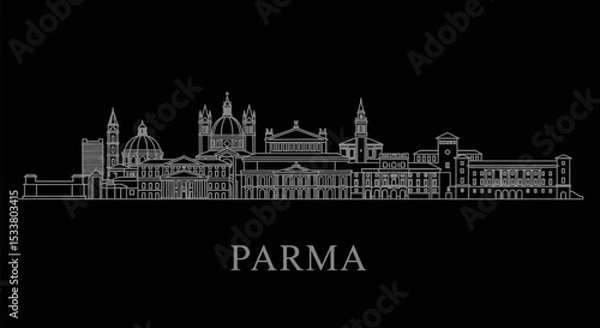 Fototapeta Parma Skyline Italy Vector Icon.