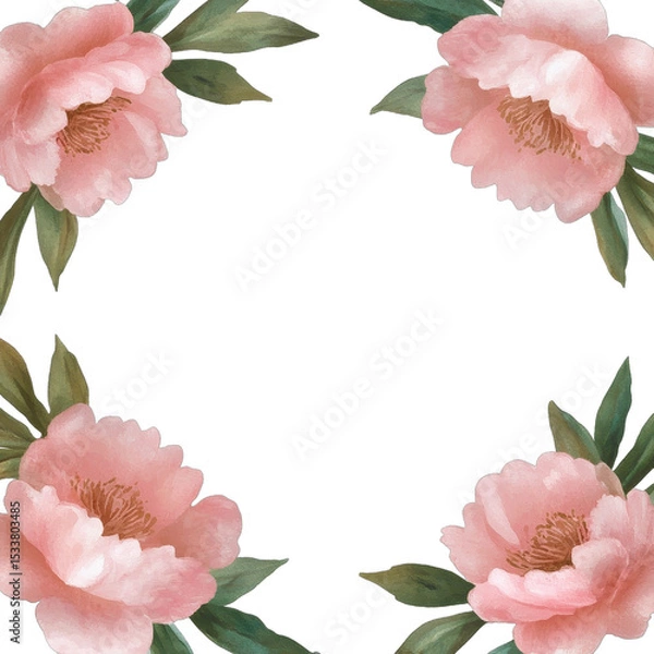 Fototapeta Elegant pink flower frame on a dark background. transparent background