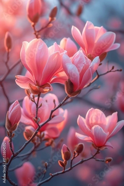 Obraz Magnificent blooming magnolias radiate softly in the pleasant spring light of day