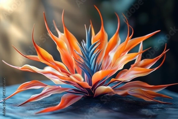 Obraz A Beautiful and Vibrant Orange Exotic Flower Featuring Unique and Intricate Petals