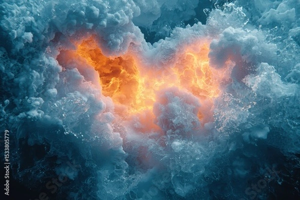 Obraz Dynamic Ocean Waves featuring a Fiery and Enthralling Burst of Color and Vibrant Energy