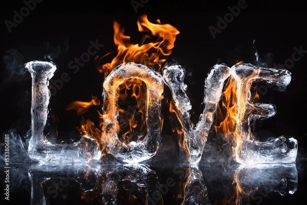 Obraz Fiery Ice An Artistic and Poetic Representation of Love Symbolized Through Flames and Water