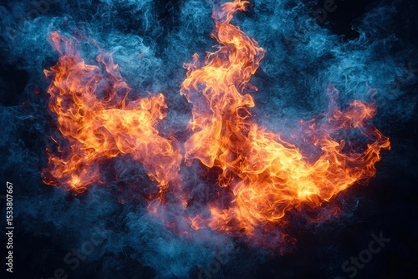 Obraz Vibrant Flames and Smoke Set Against a Dark Background for Maximum Contrast and Impact