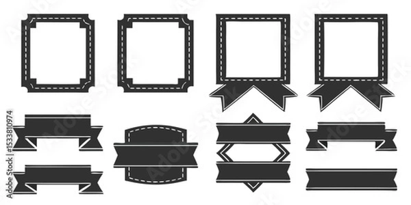 Fototapeta Collection of decorative frames and banners in black and white vector illustration design set