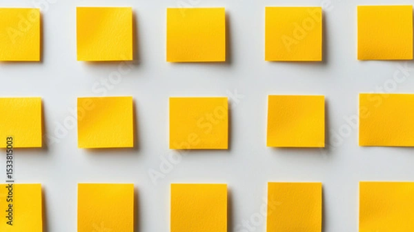 Obraz A grid of bright yellow sticky notes arranged on a surface 