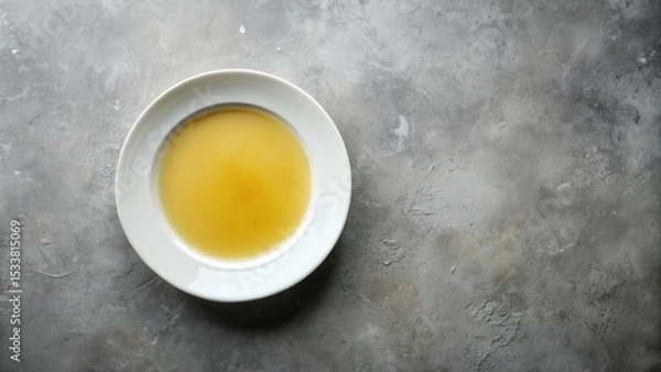 Obraz A simple bowl of clear broth on a textured surface