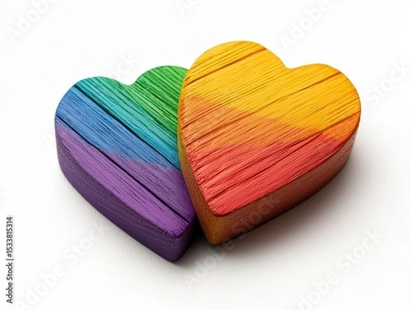 Obraz Two colorful hearts representing love, diversity, and inclusion, with each heart displaying the vibrant colors of the rainbow