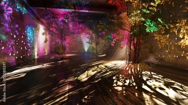 Obraz Vibrant Light Reflections in an Imaginative Artistic Space Filled with Unique Expressions