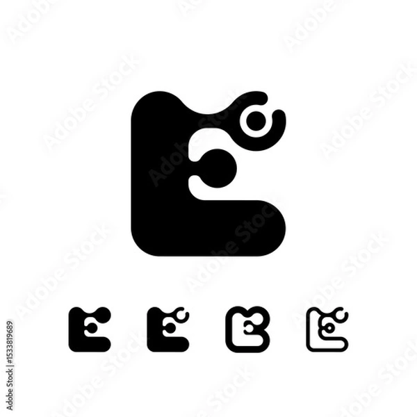 Obraz Logo Letter E, trendy modern alphabet font, set of five different letter e for your brand name design, vector illustration 10 EPS