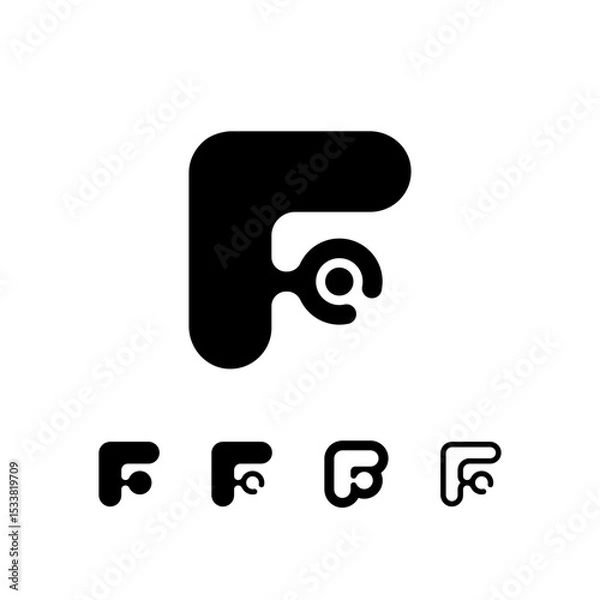 Obraz Logo Letter F, trendy modern alphabet font, set of five different letter f for your brand name design, vector illustration 10 EPS