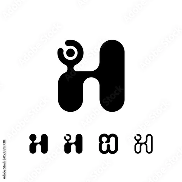 Obraz Logo Letter H, trendy modern alphabet font, set of five different letter h for your brand name design, vector illustration 10 EPS