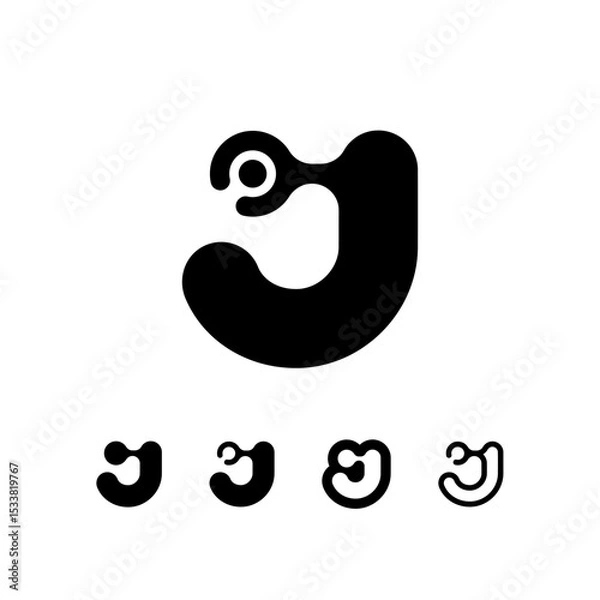 Obraz Logo Letter J, trendy modern alphabet font, set of five different letter j for your brand name design, vector illustration 10 EPS