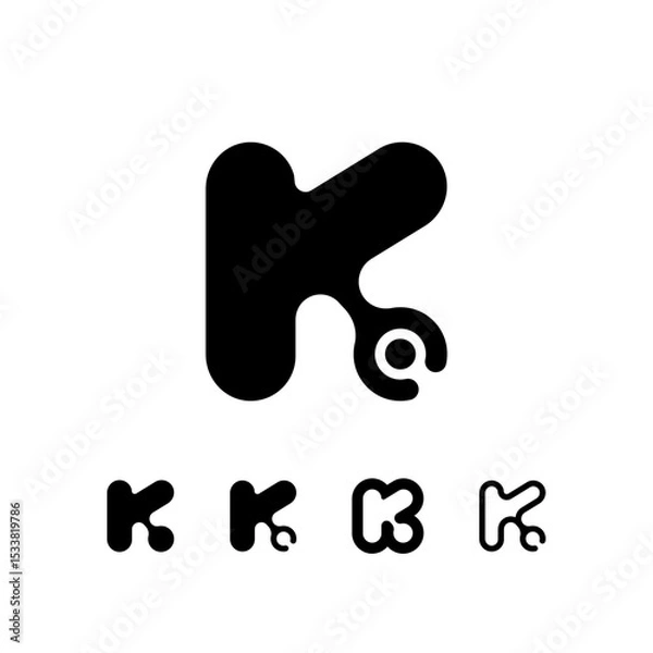 Obraz Logo Letter K, trendy modern alphabet font, set of five different letter k for your brand name design, vector illustration 10 EPS