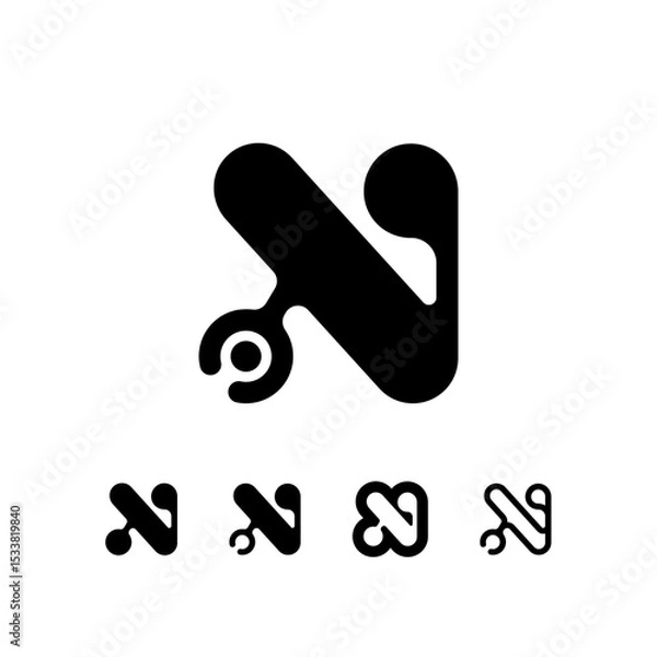 Obraz Logo Letter N, trendy modern alphabet font, set of five different letter n for your brand name design, vector illustration 10 EPS