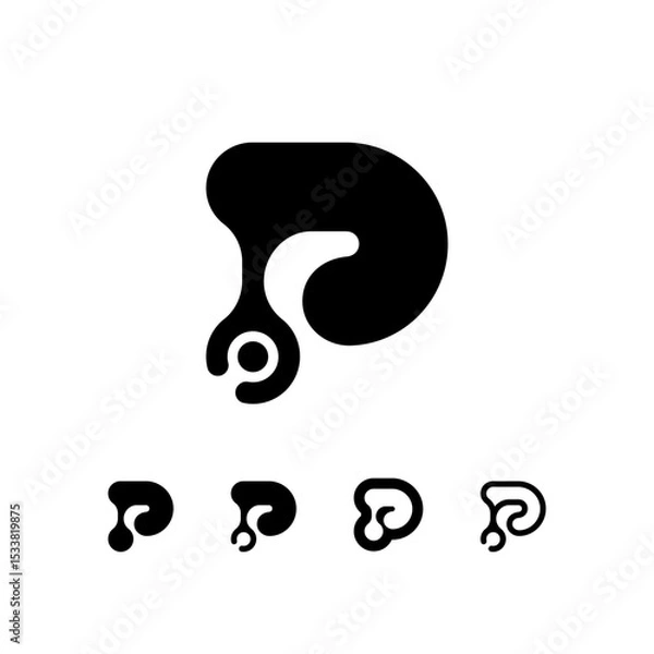 Obraz Logo Letter P, trendy modern alphabet font, set of five different letter p for your brand name design, vector illustration 10 EPS