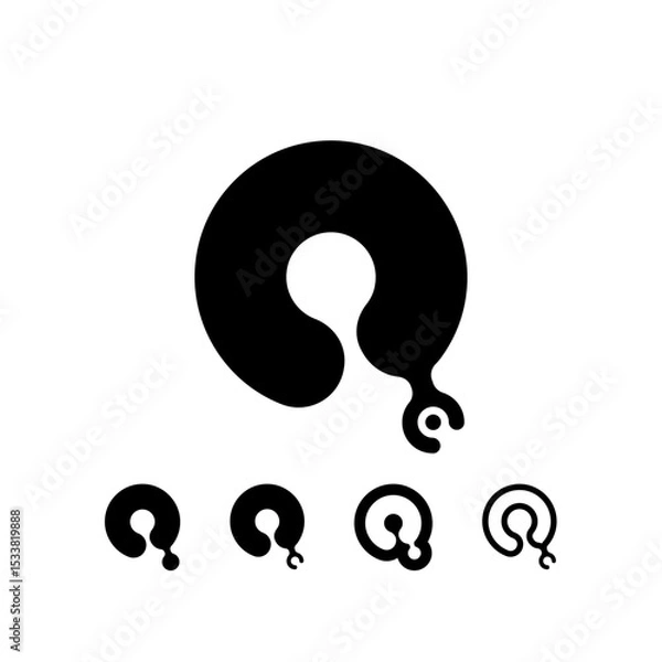 Obraz Logo Letter Q, trendy modern alphabet font, set of five different letter q for your brand name design, vector illustration 10 EPS