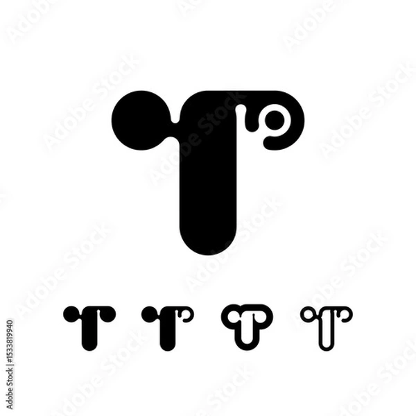 Obraz Logo Letter T, trendy modern alphabet font, set of five different letter t for your brand name design, vector illustration 10 EPS