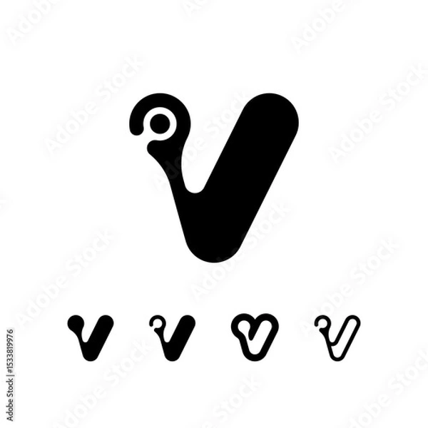 Obraz Logo Letter V, trendy modern alphabet font, set of five different letter v for your brand name design, vector illustration 10 EPS