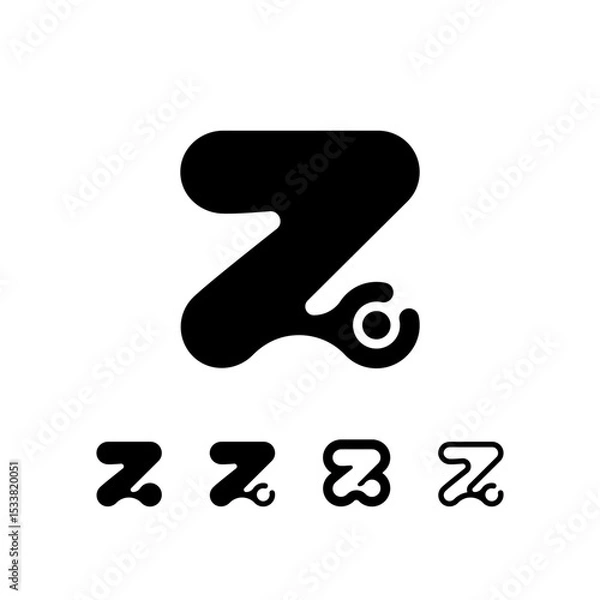Obraz Logo Letter Z, trendy modern alphabet font, set of five different letter z for your brand name design, vector illustration 10 EPS