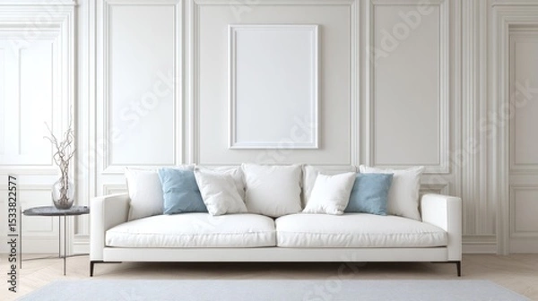 Fototapeta Elegant White Sofa in a Classic Living Room