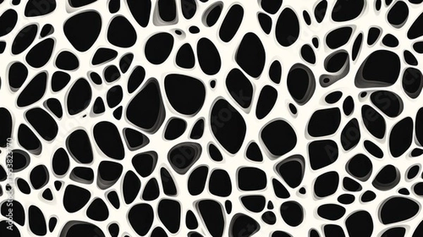 Fototapeta Abstract black and white organic shapes pattern.