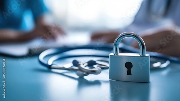 Fototapeta Medical confidentiality, secure patient data, healthcare security, privacy, locked file, safety, 