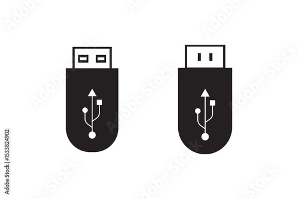 Fototapeta USB icon. USB icon isolated on white background. Flash disk sign and symbol.