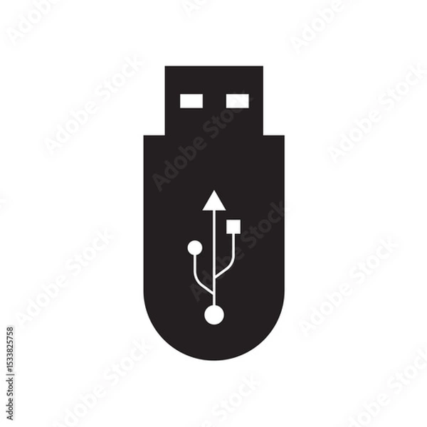 Fototapeta USB icon. USB icon isolated on white background. Flash disk sign and symbol.