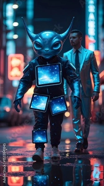 Fototapeta Alien in a Mobile suit style ai generated 