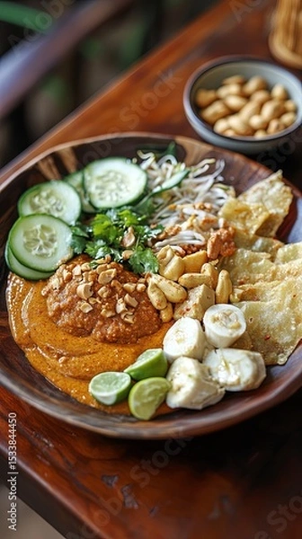 Obraz Indonesian gado gado with peanut sauce.