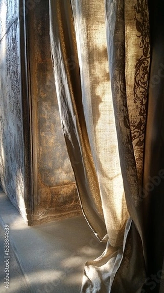 Obraz soft shadows on wall from moving curtain.
