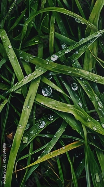 Obraz Early morning dew on fresh green grass.
