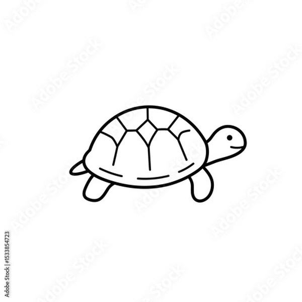Fototapeta Minimal line art of a turtle walking on a white background  