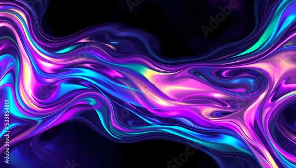 Obraz Abstract Liquid Flow Background — Neon Purple and Blue Waves. Uses: tech websites, digital presentations, motion graphics, app backgrounds