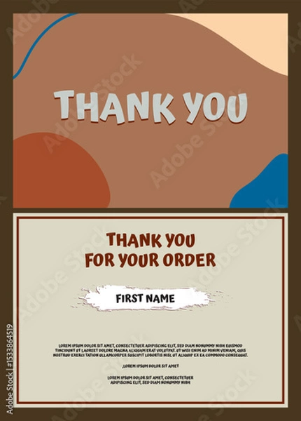 Obraz Flat thank you card retro template vector