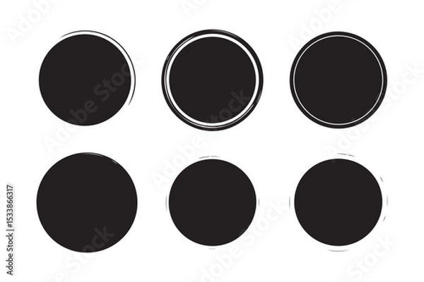 Fototapeta Set of grunge round frames red Paint Brush Stroke Circle vector
