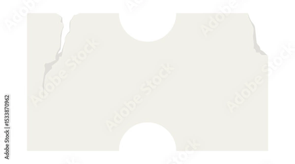 Obraz Retro white rectangle price tag sticker. Wrinkled badge with a ripped paper edge. Old distressed blank label with grunge texture for scrapbook designs.	