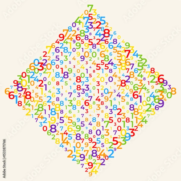 Fototapeta Digital data array, lots of numbers digits in Digital Pattern, abstract math background for kids playroom, big data concept