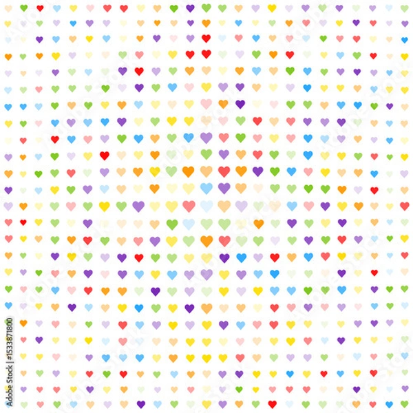Obraz Heart Burst Pattern of Love, vector illustration, lots of colorful hearts showing love diversity concept, festive design for poster, book cover, web banner background, celebrate love, unity, and joy.