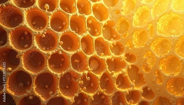 Fototapeta Intricate honeycomb structure illuminated warm sunlight