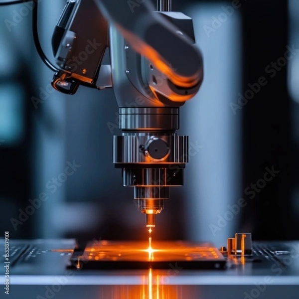 Obraz High-Precision Robotic Laser Welding Process in Modern Factory