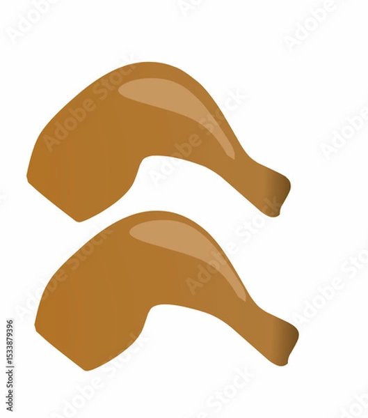 Fototapeta Vector Illustration of Two Cooked Chicken Drumsticks. Fried chicken legs. Perfect for food-related designs, restaurant menus, culinary infographics, fast food branding, children's book