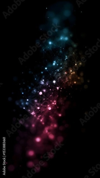 Fototapeta Glowing energy network with vibrant color nodes