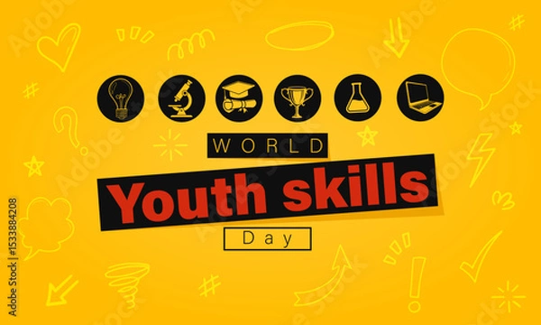Fototapeta Celebrate World Youth Skills Day background design. Highlighting education, innovation, and growth for the next generation of skilled youth.