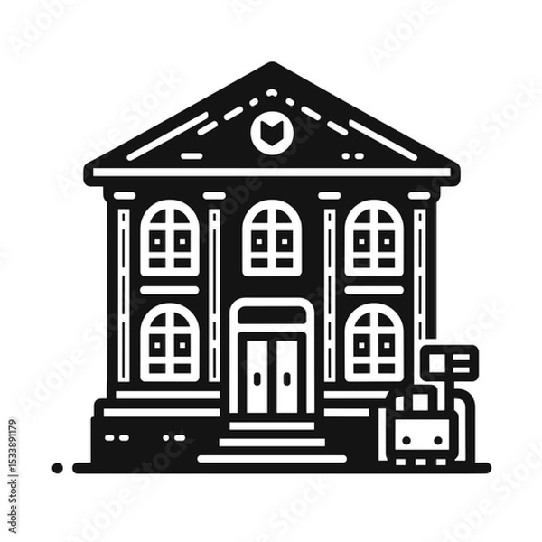 Fototapeta Classic architecture of a government building with entrance steps  