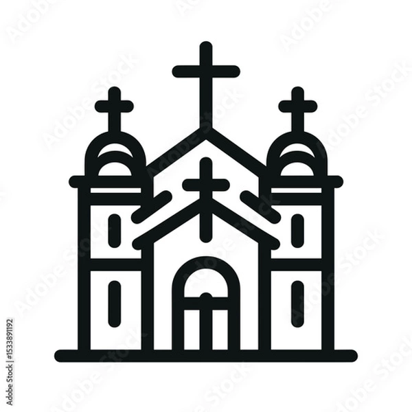 Fototapeta Outline of a church with crosses in a minimalist style  